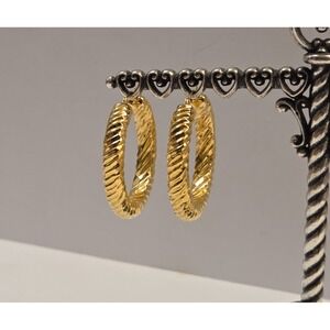 Chunky 14k Yellow Gold Twisted 36mm Hoop Earrings JCM